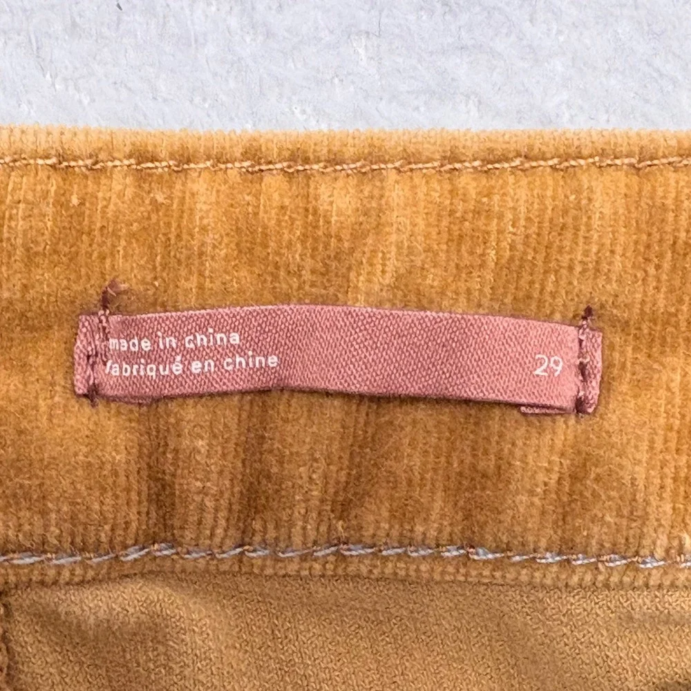 Anthropologie Pilcro High Rise Skinny Corduroy Pants Brown Button Fly Size 29